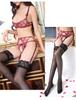 Embroidered Open Bust Open Crotch Garter Belt and Stockings Sexy Lingerie Set [ONE LADY] Women's Bra, T-Back, (Pink, M)