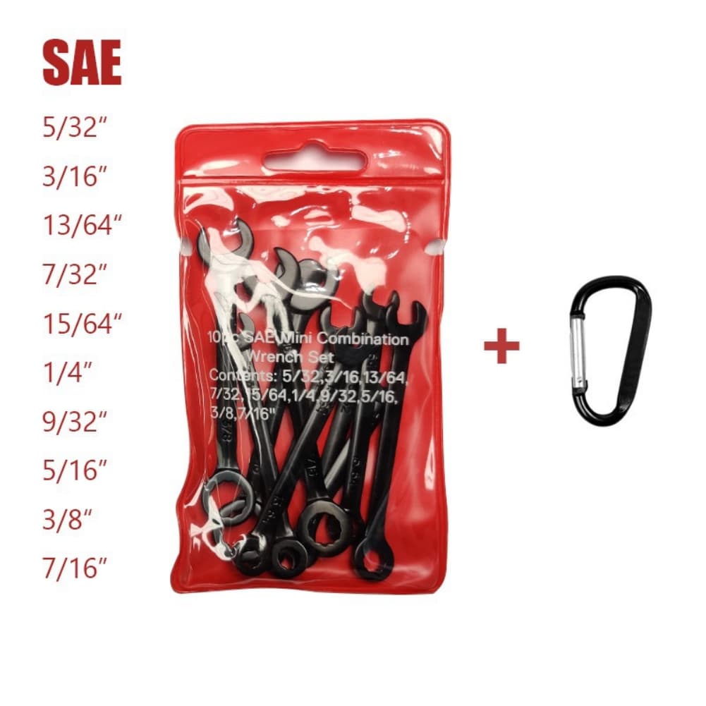 Open-end Tool Kit Metric Wrench Set Metric 4mm-11mm Compact Storage Tool Set D-ring Clip 45 Steel Rust Resistant