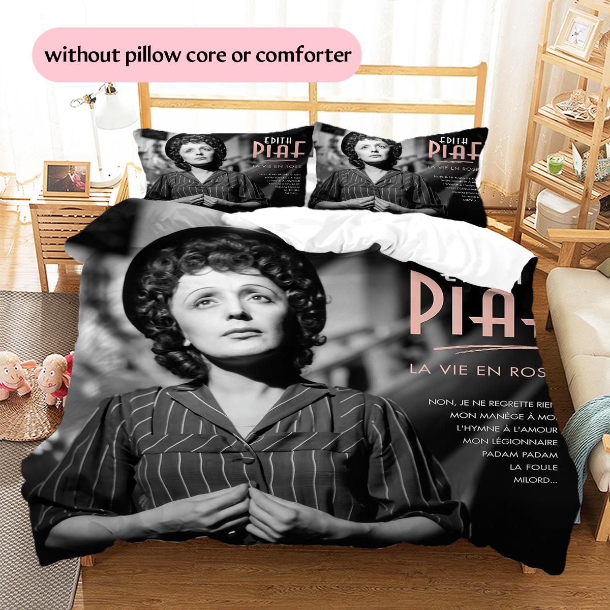 

Édith Piaf Pattern Bedding Home Decoration Birthday & Festival Gift (1 * duvet cover + 2 * pillowcase, without core) 135x200cm
