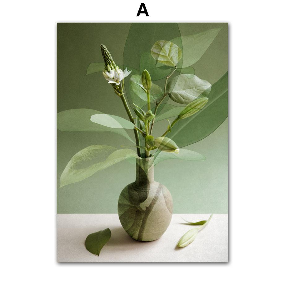 Bohemia Sea Car Vase Leaves Plants Abstract Landscape Poster And Prints Wall Art Canvas Painting Pictures For Living Room Decor