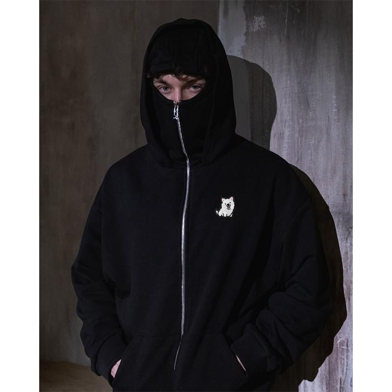 Winddichter Hoodie Sportjacke Hunde-Stickmuster Damenbekleidung Doppelte modische Kapuze Polyester Doppelkappe