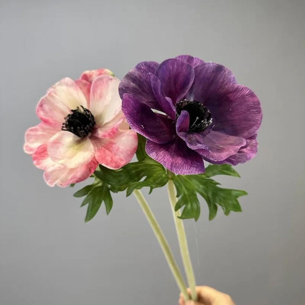 3D Printing Artificial Anemone Home Decorative Silver Lotus Flower Branch Fake Flowers Wedding Decoration Floral