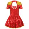 Mädchen Ehrengarde Zirkuskleid Kostüme Glänzende Pailletten Goldene Quasten Epauletten Eingebauter Slip Bühnenkleidung