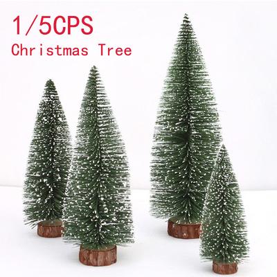 5/1PCS Pine Christmas Tree Artificial Tabletop Decorations Festival Plastic Miniature Trees 2025 New Year Decorations for Xmas