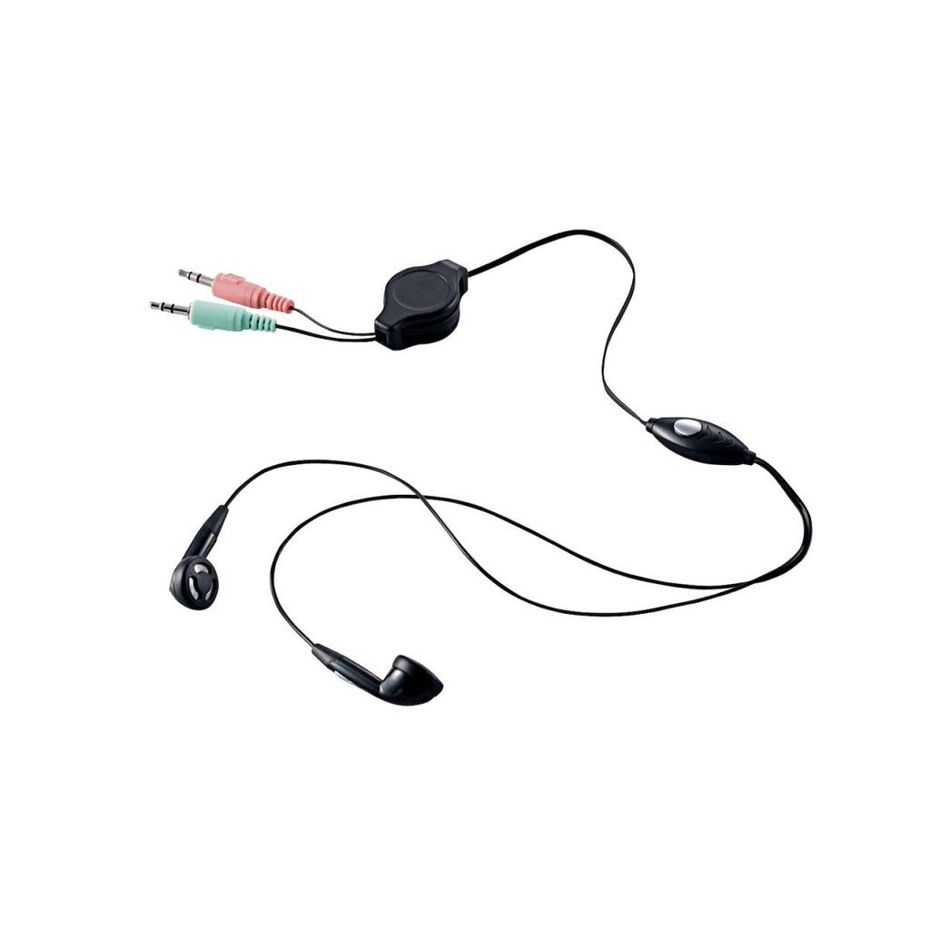 ELECOM Headset Microphone Binaural Inner Earphones Roll Mount 1.05m HS-EP14BK