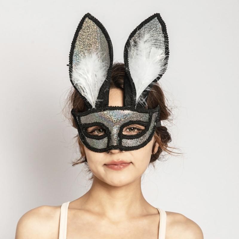 Rabbits Ears Masquerade Half Mask for Themed Event Proms and Festivals Party Rabbits Glitter Eyemask for Adult Unisex