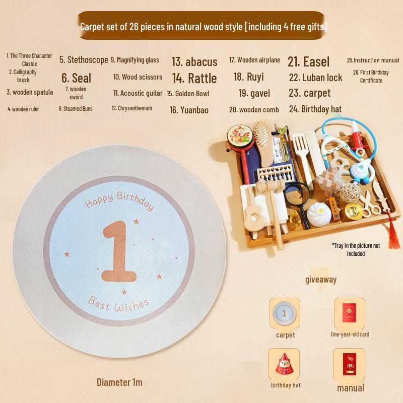 Zhua Zhou Requisiten-Set: Babys erster Geburtstag Zeremonie für Jungen & Mädchen