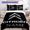 3pcs Custom Name Citroen logo Bedding Set Duvet Cover Closure Includes 1 Duvet Cover & 2 Pillowcases for All Seasons Bedroom Decor