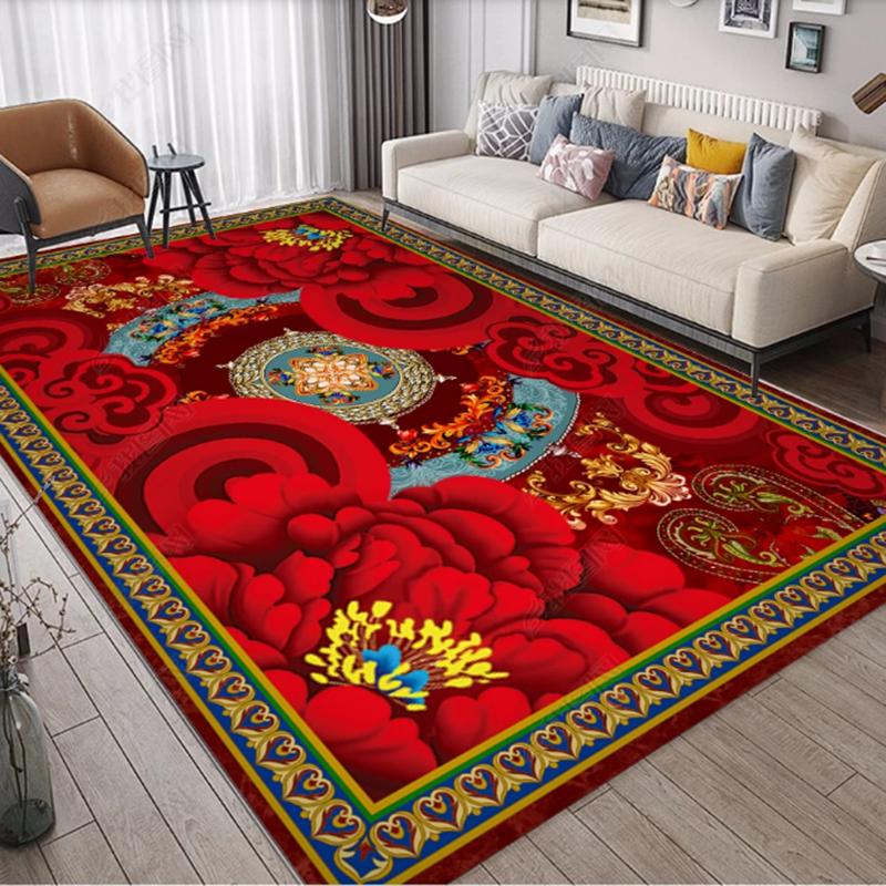 

1 шт., Модный ковер с цветочным узором, Мягкий плюшевый коврик для спальни, Машинная стирка, Противоскользящие ковры, Рождественский декоративный коврик 120*160cm