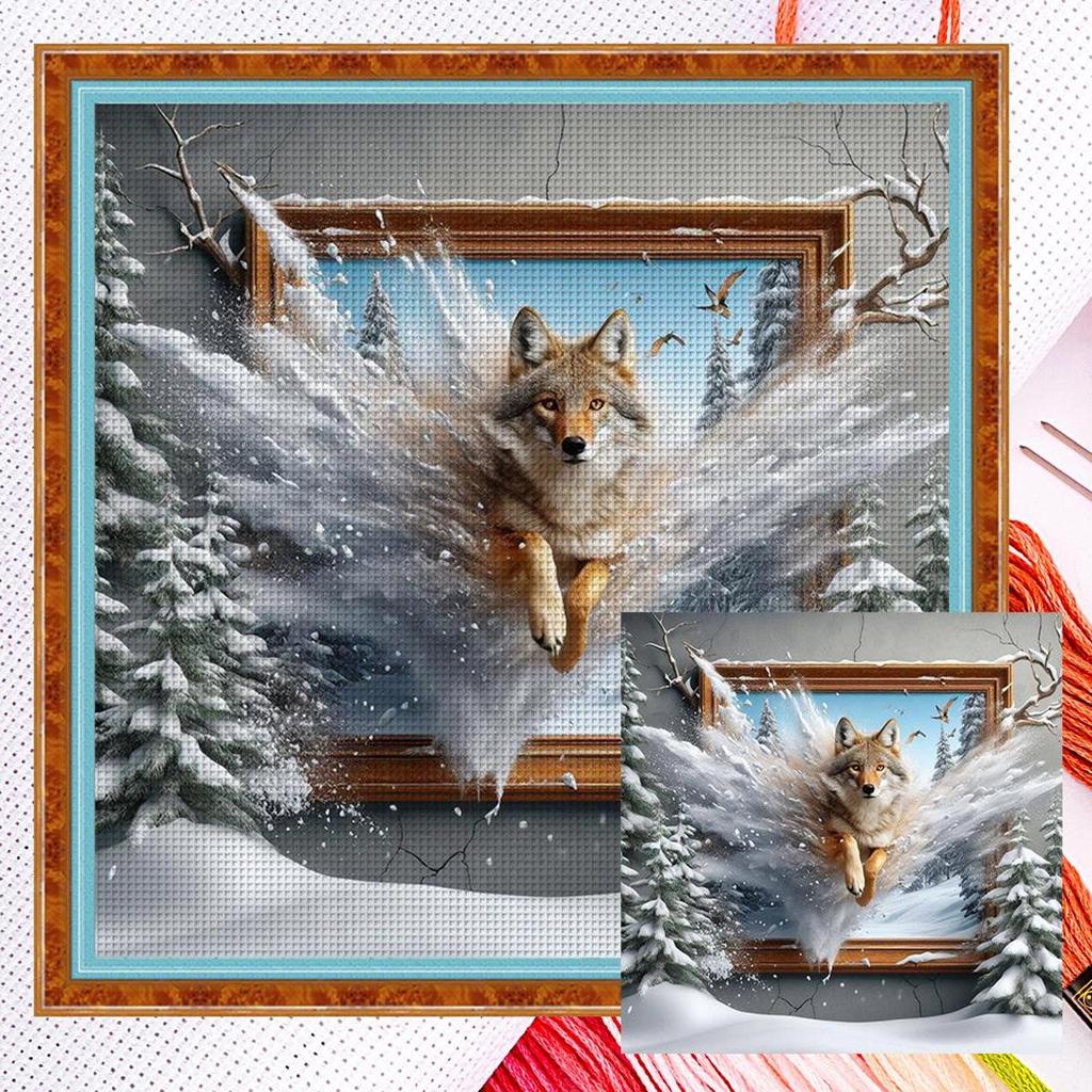 Full Embroidery Cotton Thread 14CT Counted Animal Cross Stitch Kit 40x40cm