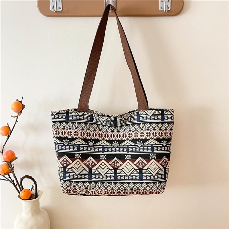 New Summer National Style Women's Bag Fashion Contrasting Color Large Capacity Niche Women's Bag Shoulder Bag Tote Bag Women's Bag