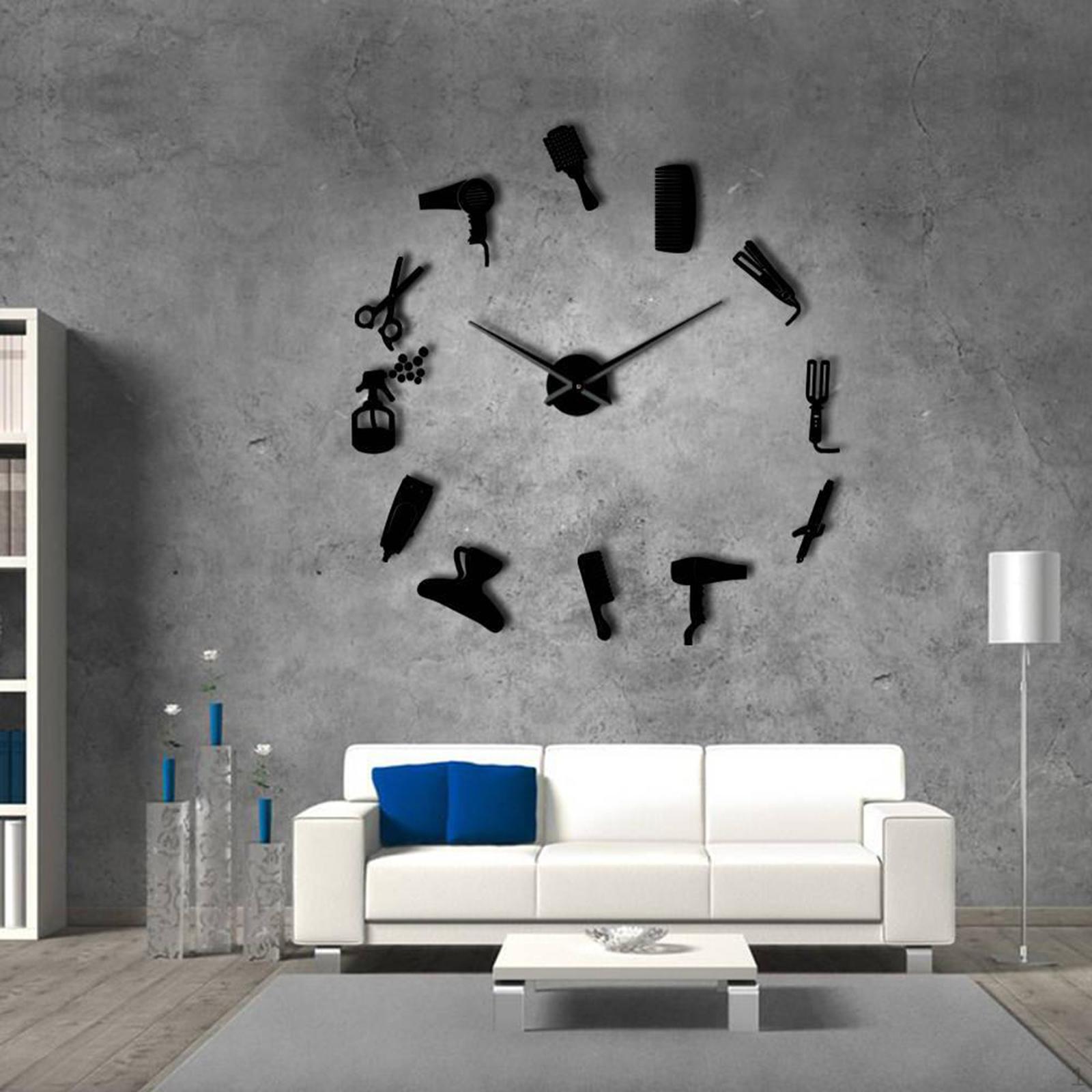 

3 Wall Clock, Large er Acrylic Mirror Clock Decor for Living Room Study Bedroom чорний
