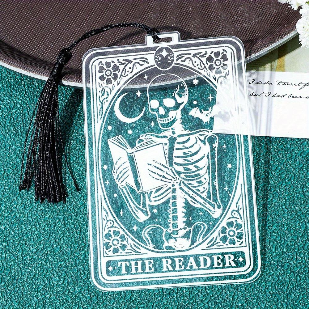 New Gothic Style Acrylic Bookmarks, Clear Skull Man Pattern Bookmarks, Stationery Book Accessories Reading Markers