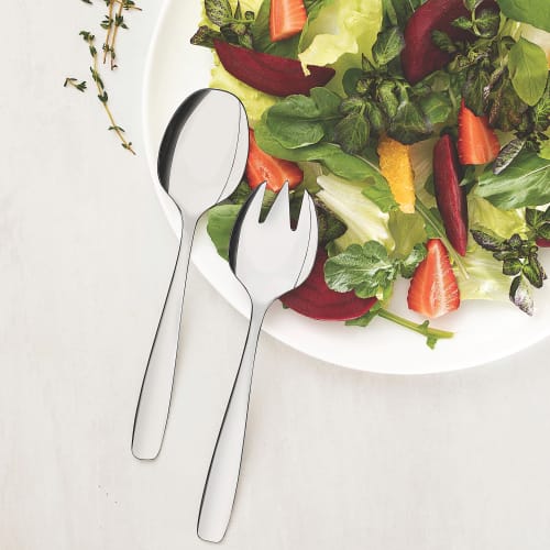 Tramontina Essential Salad Server (Fork & Spoon), Set of 2, 24cm, All Stainless Steel, Dishwasher Safe, Durable, Lightweight, Made in Brazil, 63960/12