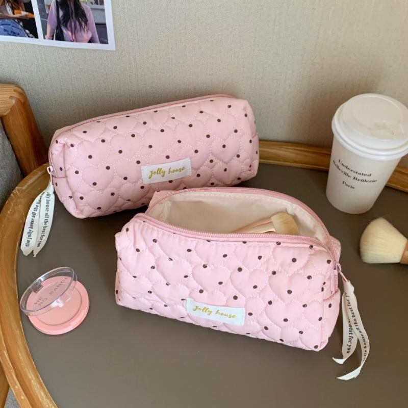 Minimalist Polka Dot Design Pencil Case Large Capacity Portable Pen Bag Pencil Pouch Students
