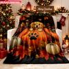 Blanket 1pc Autumn Puppy In Pumpkin 2D-Printed Flannel Throw Blanket - Soft And Cozy Suitable for Use On The Sofa While Traveling