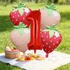 5pcs Red Pink Strawberry Balloons 32 Inch Number 1 Birthday Balloon Set 1st Celebrations Baby Shower Decoration Photo Props
