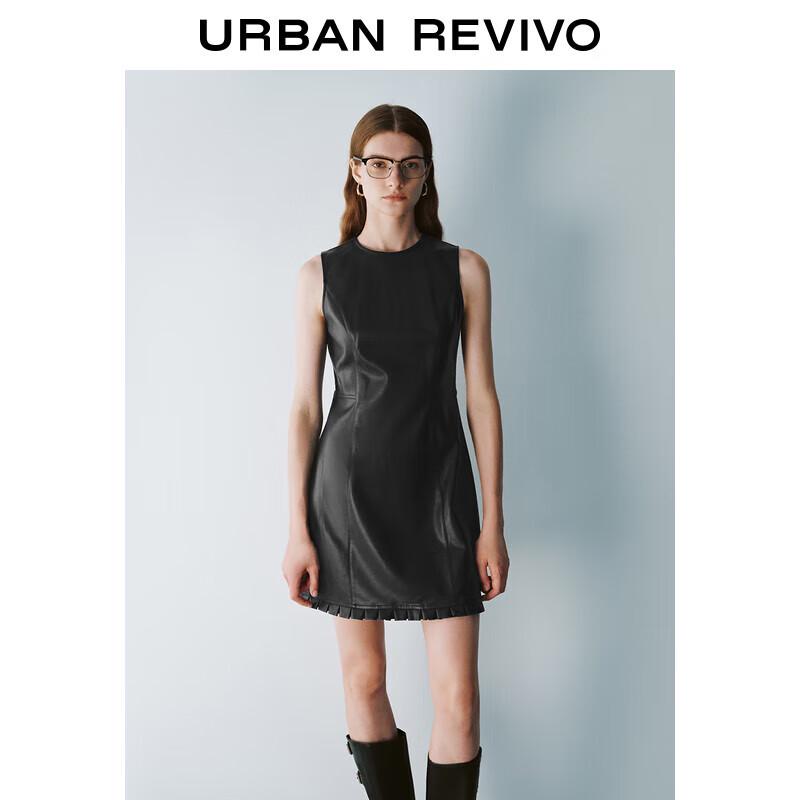 

Женское мини-платье А-силуэта из искусственной кожи с кружевной отделкой S