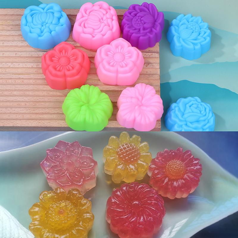 5Pcs 5Cm Various Flower Designs Silicone Muffin Cake Mold Baking Cups Chocolate Pudding Ice Mould Cupcake Tools Diy Kitchenware