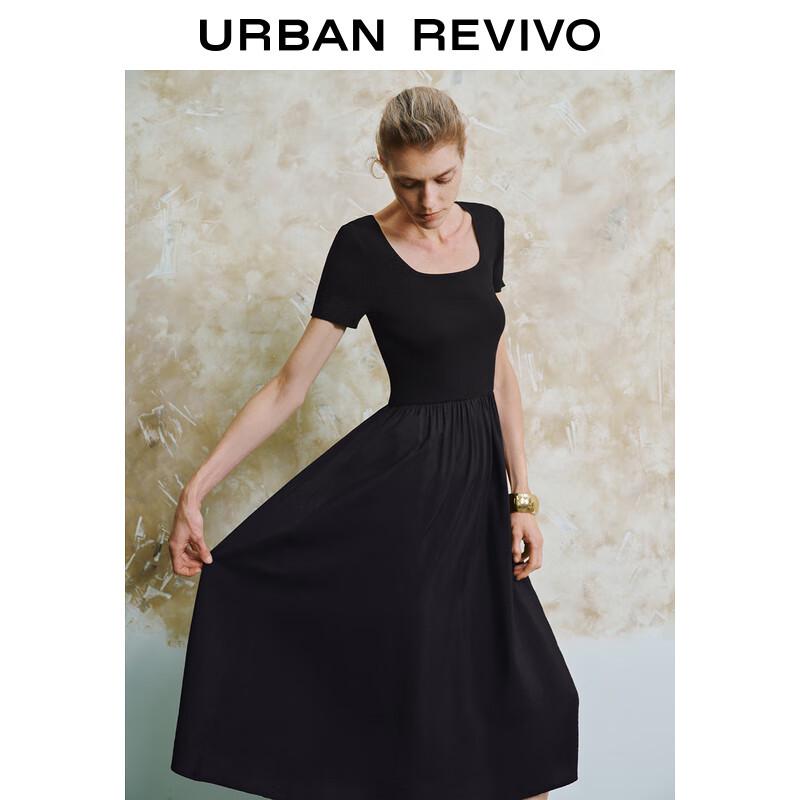 UR French Patchwork Draping Knit Dress