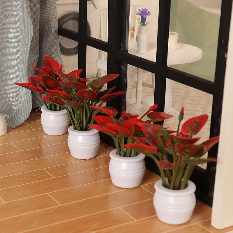 1buc Casă de păpuși Mini Plantă Model Mini Plantă Verde În ghiveci Peisaj în aer liber Pat de flori