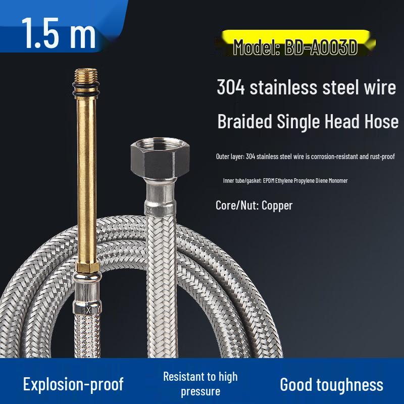 IPWEN 304 Stainless Steel Braided Faucet Supply Hose, Hot & Cold Water, 1.5m
