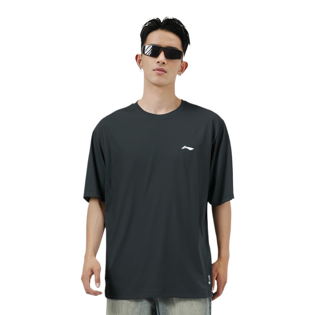 Li-Ning Quick-Dry Breathable Knitted Round Neck Short Sleeve T-Shirt Men Tops Black AHSR591-2
