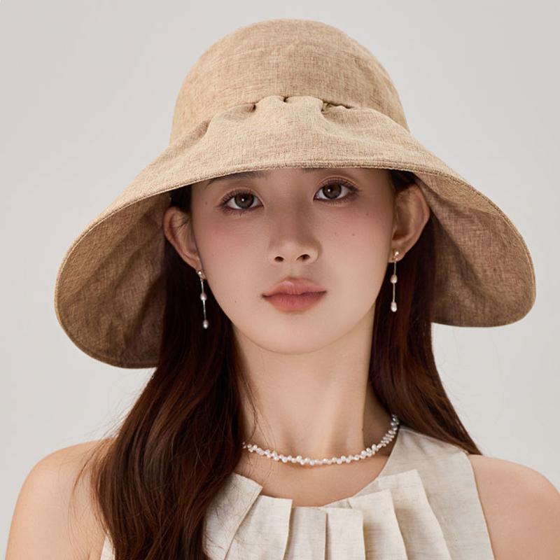 Women's Summer Foldable Solid Color Fisherman Hat Women's Sunscreen Sun Hat