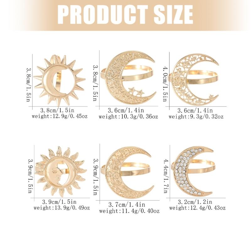 Sun Moon Pattern Napkin Fasteners Rustproof Metal Tableware Accessories Elegant Dinner Party Napkin Holders