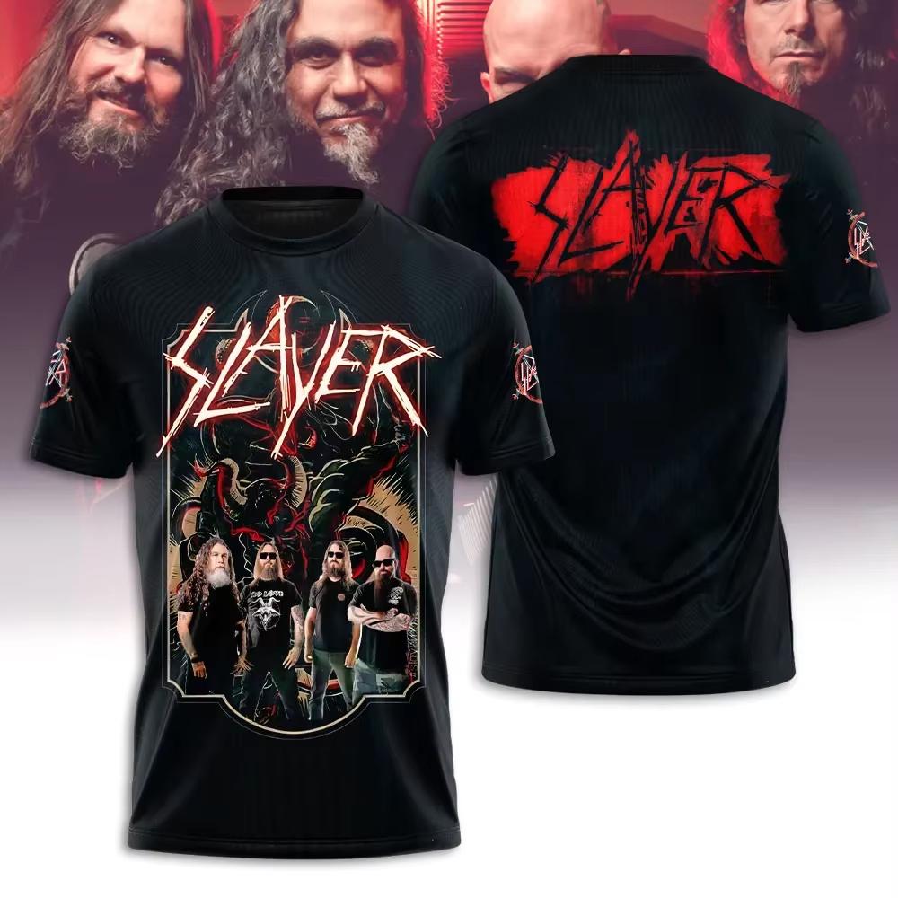 New Rock Slayer Band 3d Print T-shirt Men Women Fashion Large size Hip Hop Tops Tee Tshirt Short Sleeve Casual Mens Clothing