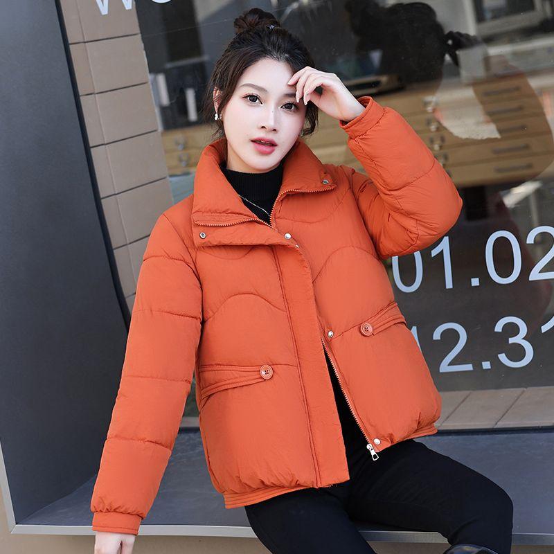 Women's Winter Short Cotton Padded Jacket Fashionable Korean Style Slim-Fit Loose Stand-Collar Cotton Coat