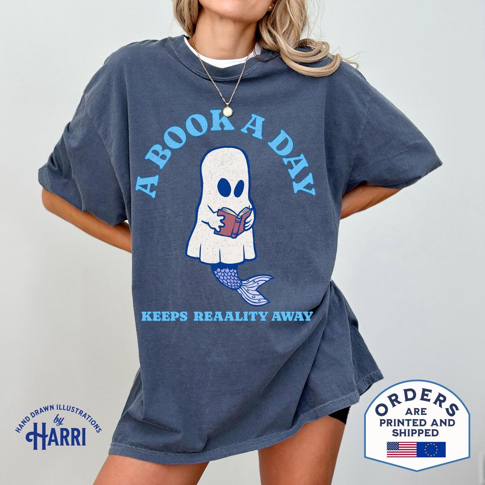 Mermaid Book Club T-Shirt: Comfort Colors Ring-Spun Cotton Tee L
