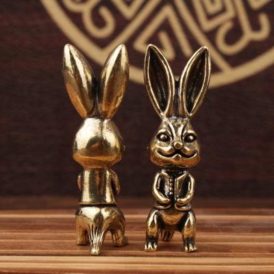Funny Cat Brass Small Ornament Home Office Desktop Kitten Figurines Handmade Tabletop Copper Animal Sculpture Decoration Crafts