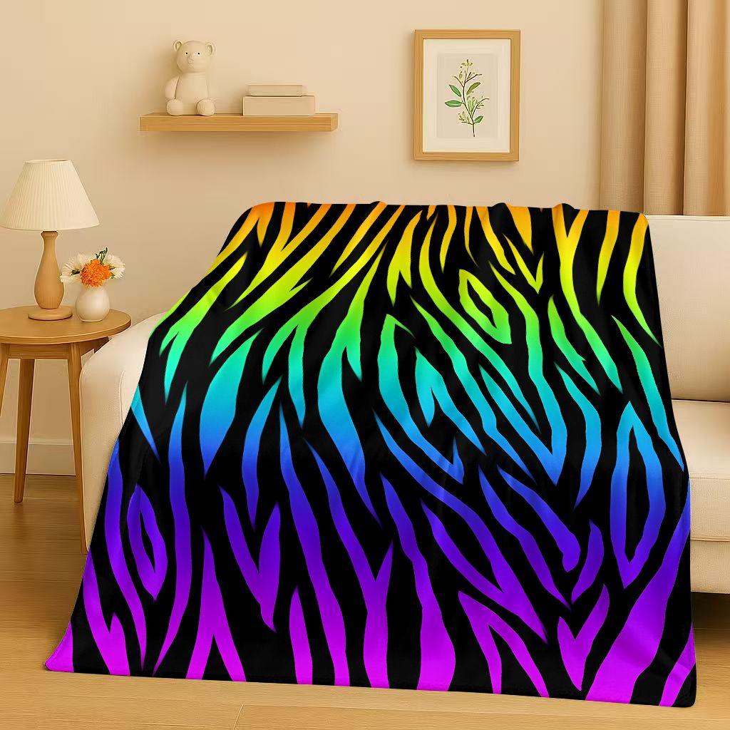 3D Zebra Tiger Leopard Beast Stripe Print Art Flannel Blanket,Ultra Soft Warm Plush Throw for Home Bedroom Bed Sofa Cover Office