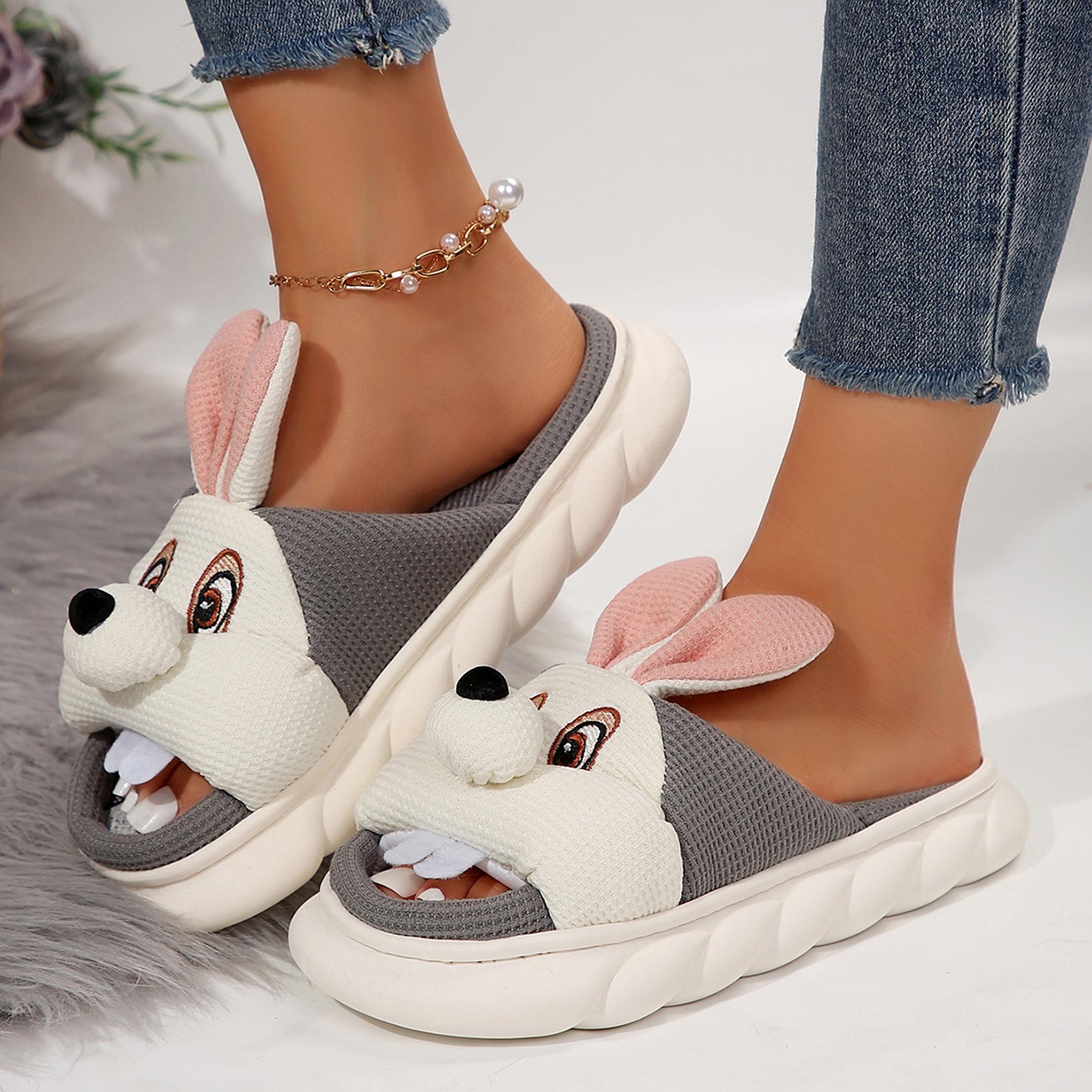 

Мультяшные тапочки, милые тапочки в форме животных, толстая подошва, мягкие домашние и уличные тапочки для женщин 40-41 серый