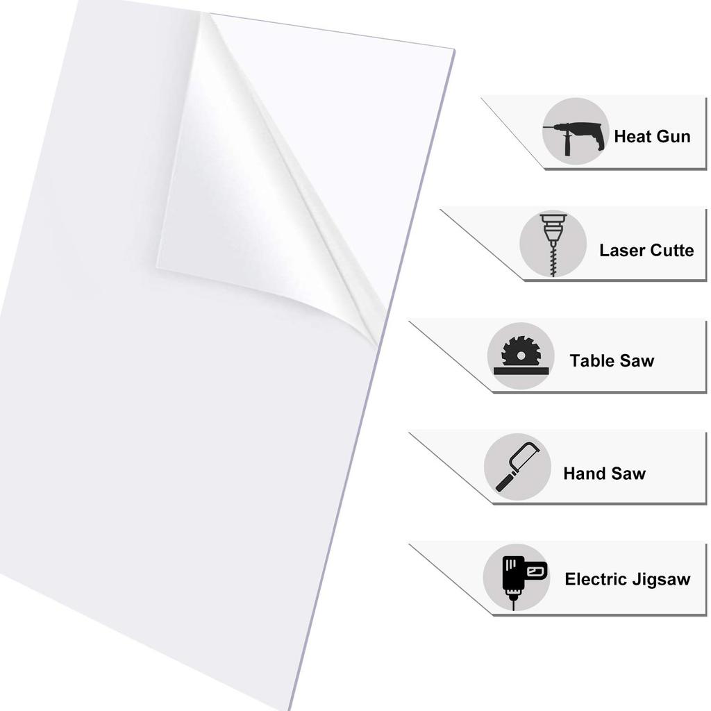 2mm Thick Clear Acrylic Square Sheet Panel Acrylic Board for Sign, DIY Display Project, Photo Frame, Craft and Painting Custom