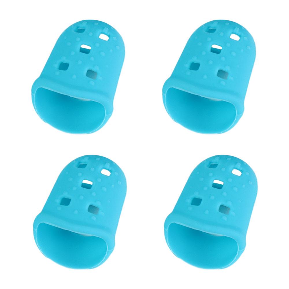 4pcs/set Non-Slip Guitar Fingertip Protectors Rubber Thimble Solid Color Silicone Finger Guards Guitar Accessories