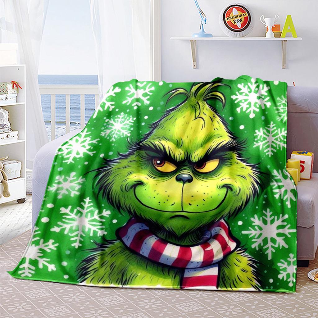 Christmas Gift Comedy Movie How the Grinch Stole Christmas Blanket Home Warming, Four Season Bed Decoration Sofa Cover Flannel Throwing Blanket K17