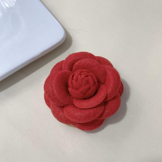 Women Brooch Fabric Camellia Shape Anti-slip Wear-resistant Suit Scarf Coat Collar Hat Pin Decoration Prom Party
