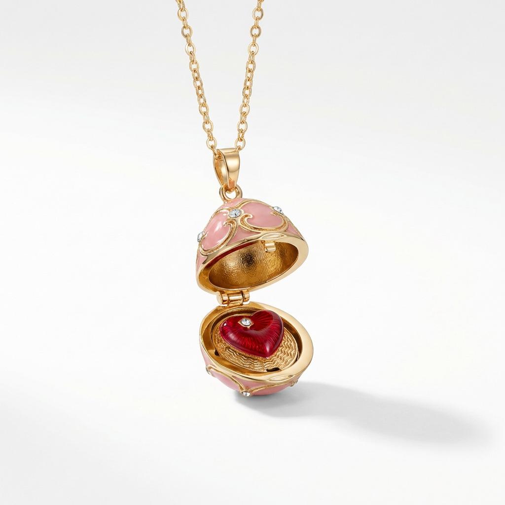 

Daily Fashion Retro Pendant, Shell Open And Eggshell Pendant Necklace Plated In 18K Real Gold