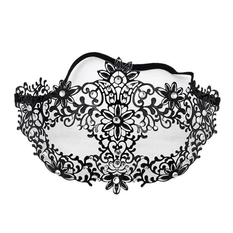 Women's Gold Rhinestone Half Face Mask for Halloween Masquerade