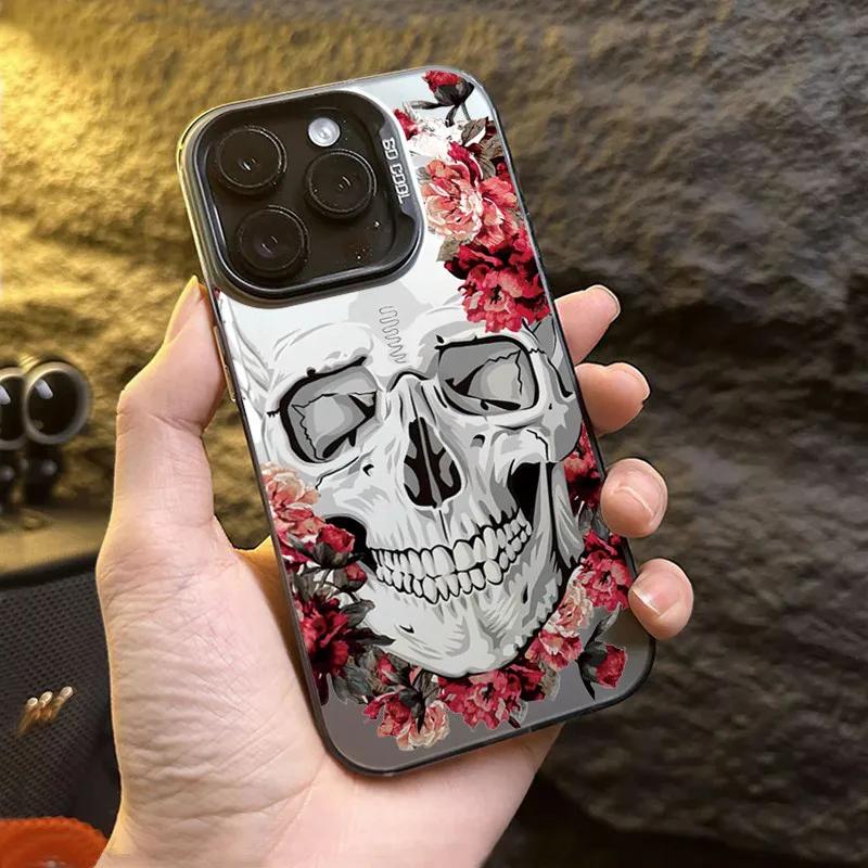 Luxury Skull Floral Cartoon Phone Case For iPhone 16 15 14 13 PRO MAX 11 12 13 PRO X XS XR 7 8 Plus Protective Shell Y2k Cover