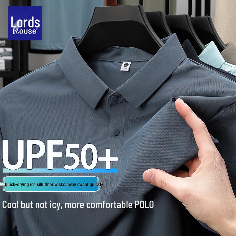 

Lawzi Men s Ice-Feel Seamless Business Casual Polo T-Shirt XL