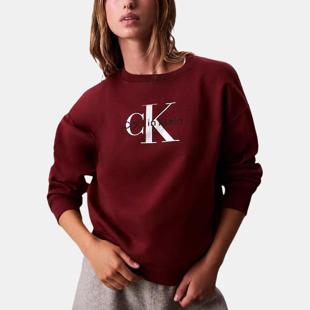 Calvin Klein Casual Loose Fit Round Neck Soft Drop Shoulder Long Sleeve Sweatshirt Women Tops 47B234G-WCV