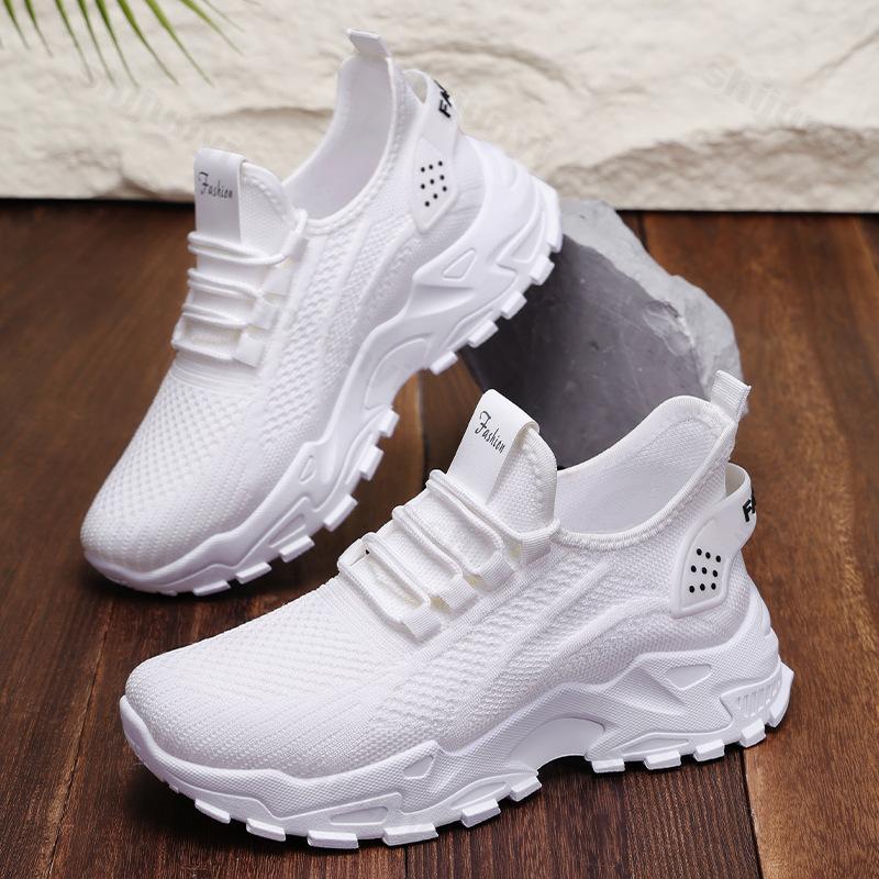 Fashion Women's Shoes 2025 Spring New Lace-up Breathable Mesh Non Slip Platform Sneakers Fly Woven Comfortable Flat Casual Shoes