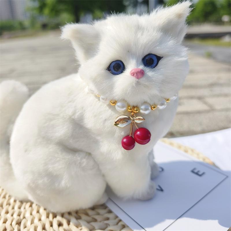 New Love Pendant Pearl Beaded Pet Necklace Versatile Accessories Handmade Cat and Dog Collar