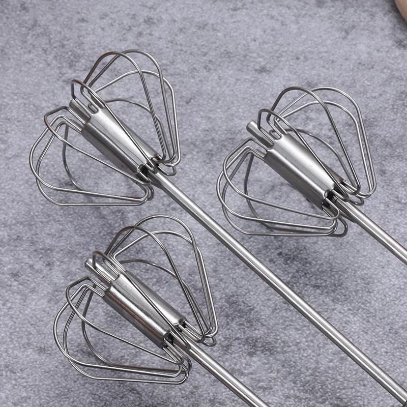 Frullino per le uova semiautomatico a pressione manuale Accessori da cucina in acciaio inossidabile Strumenti Utensili per crema autogiranti Frusta Miscelatore manuale
