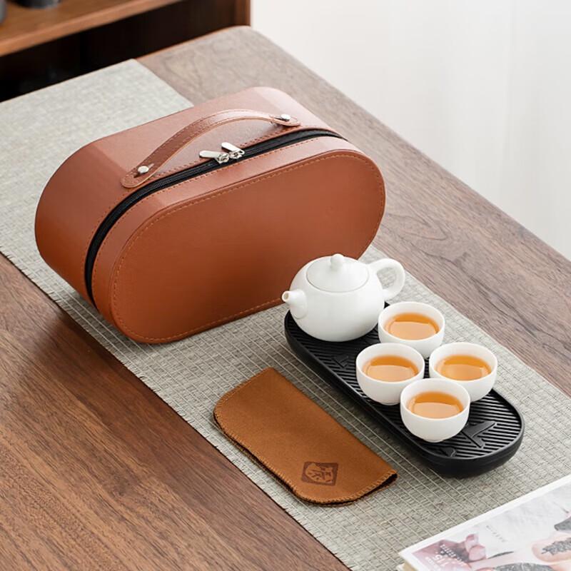 CHANGSHEGNYUAN Portable White Ceramic Travel Tea Set
