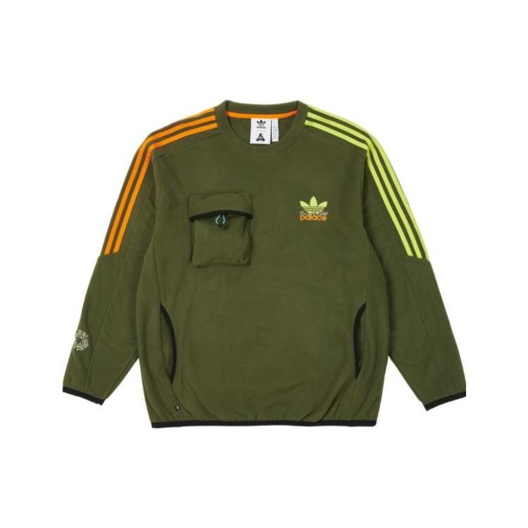 adidas originals x PALACE Crossover Stripe Logo Round Neck Pullover Long Sleeves Green Men s HM9193 M