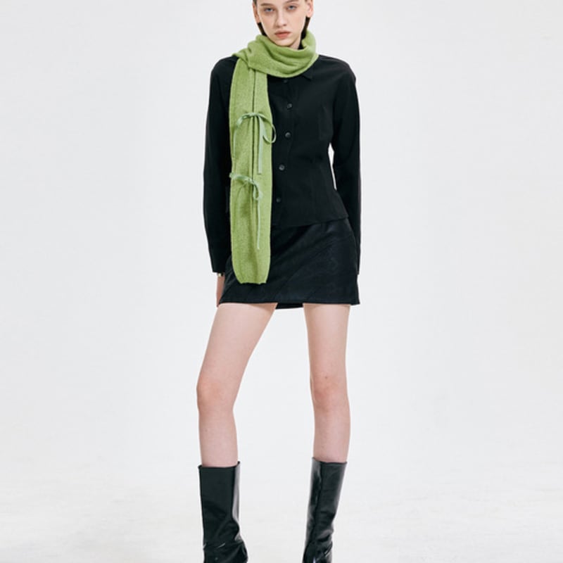 KIMZISU Ribbon Tied Muffler _ GREEN